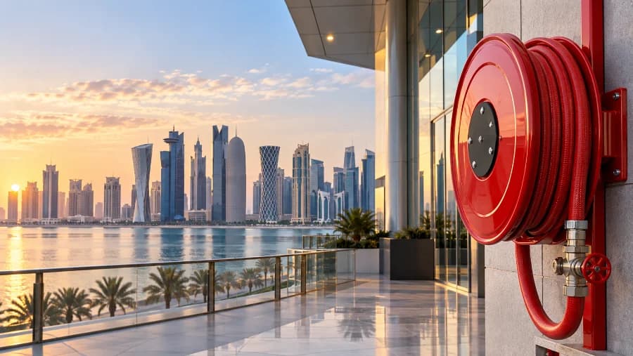 Hamilton fire hose reel systems in Qatar – Supply, installation and maintenance for residential, commercial and industrial buildings.