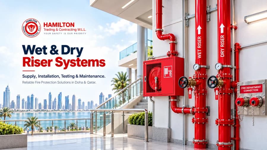 Wet and Dry Riser Fire Fighting Systems with Pipes, Landing Valves and Fire Department Connections – Hamilton Qatar
